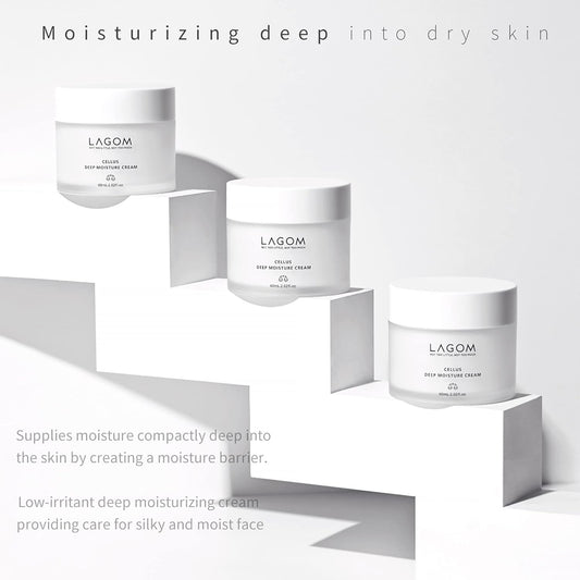 Lagom Cellus Deep Moisture Cream A Natural, Advanced Moisturizer With Ceramide And D-Panthenol (B5) For All Skin Types Silky Hydrating Nourishing And Protecting Cream 2.02 Fl. Oz