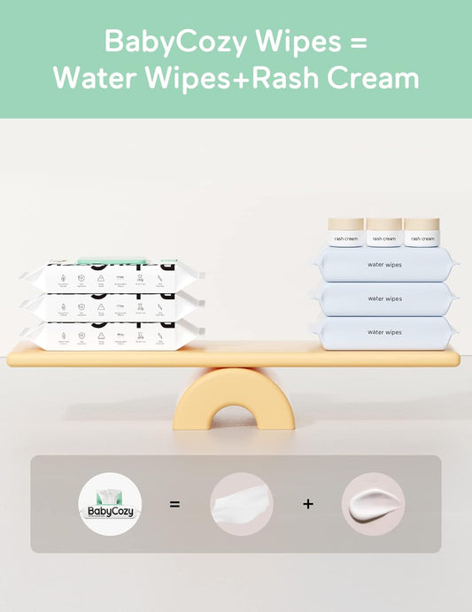 Baby Wipes, Cleansing & Moisturizing 2-In-1 Babycozy Sensitive, 100% Plant Fiber & Biodegradable, Hypoallergenic Baby Coconut Wipes Moisturize Every Cleanse, 240 Cnt (6 Pack)