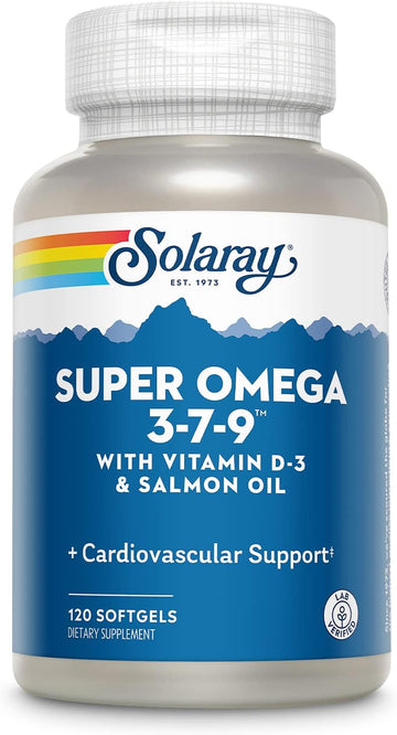 SOLARAY Super Omega 3 7 9 Supports Healthy Skin, Cardiovascular Function, More EPA, DHA, Essential Fatty Acids from Fish Oil Mini Softgel, 120ct