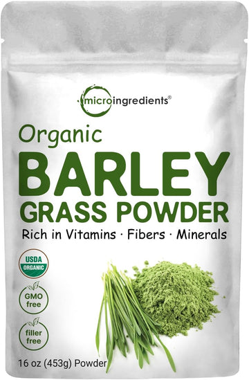 Organic Barley Grass Powder, 16 Ounces | Us Grown | Rich In Vitamins, Minerals, Fibers, & Antioxidants | Superfood Greens Mix For Immune Health And Digestion Support | Non-Gmo