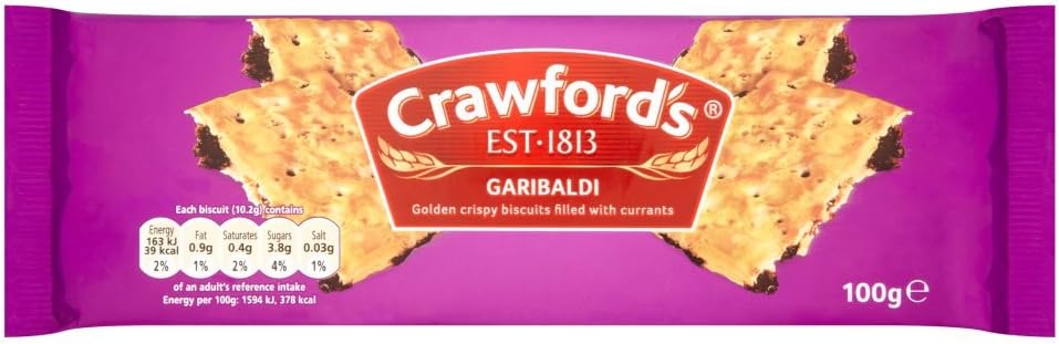 Crawfords Garibaldi Golden Crispy Biscuits Filled with Currants 100g x 6 : Amazon.co.uk: Grocery