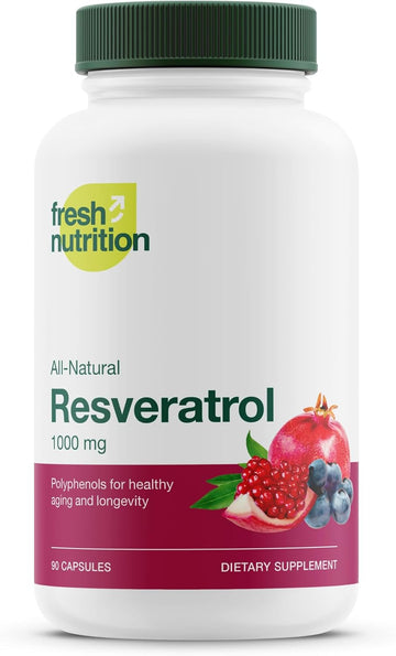Resveratrol Supplement - Trans-Resveratrol Extra Strength 750Mg - Natural, Pure And Potent Polyphenols Supplement - Vegan, Non Gmo, Gluten-Free - 90 Capsules