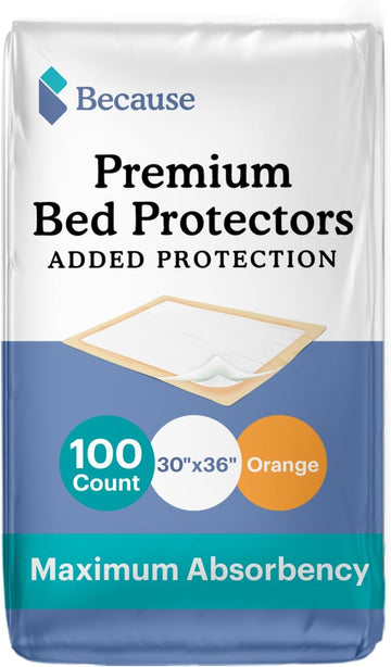 Because Disposable Underpads | Large | Super Absorbent Incontinence Bed Pads For Adults, Pee Pads For Kids, Puppy | Slip-Resistant & Leak-Proof, 100 Count (10 Packs Of 10)