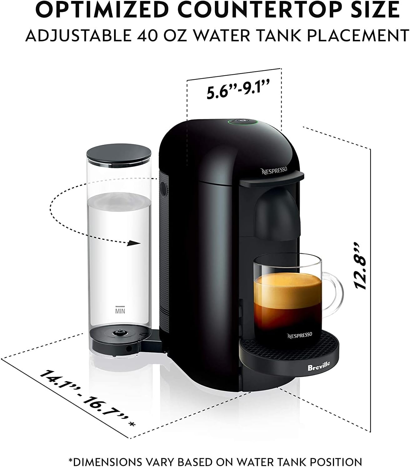 Nespresso VertuoPlus Coffee and Espresso Machine by Breville,60 fluid ounces, Ink Black: Home & Kitchen