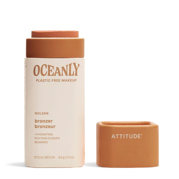 ATTITUDE Oceanly Lightweight Bronzer Stick, Titanium Dioxide-Free, EWG Verified, Plastic-Free, Vegan & Cruelty-free Makeup, Golden, 0.3 Ounces