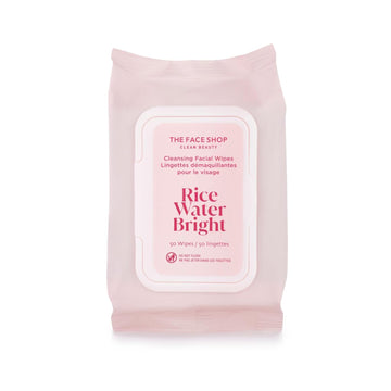 The Face Shop Rice Water Bright Makeup Remover Wipes For Face With Rice Extract, Brightening, Moisturizing, Infused With Cleansing Milk, Vegan Disposable Cleansing Facial Wipes, Korean Skin Care