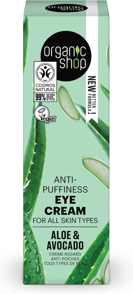 Organic Shop Avocado And Aloe Skincare Anti-Puffiness Eye Cream, 30 Ml
