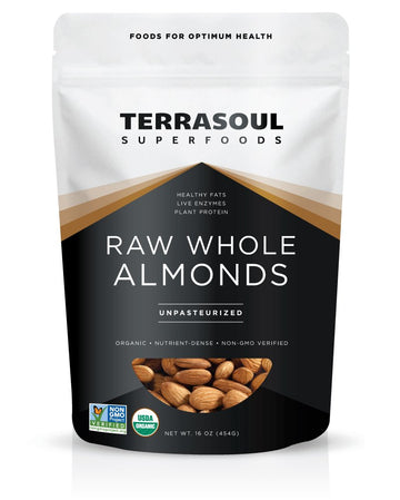 Terrasoul Superfoods Raw Unpasteurized Organic Almonds (Sproutable), 1 Pound