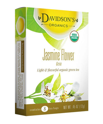 Davidson'S Organics, Jasmine Flower Tea, 8-Count Tea Bags, Pack Of 12