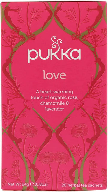 Pukka Herbal Teas Love Organic Rose Chamomile And Lavender Tea - Caffeine Free - Case Of 6 - 20 Bags