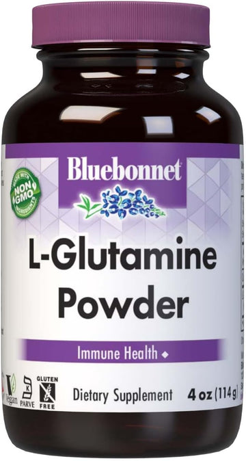 Bluebonnet Nutrition L-Glutamine Powder 5000Mg, Supports Immune Function*, Nitrogen Transporter*, Soy-Free, Gluten-Free, Non-Gmo, Kosher Certified, Vegan, 4 Oz Bottle, 23 Servings