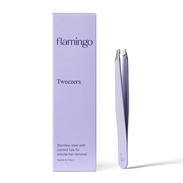 Flamingo Women’s Tweezers - Stainless Steel Slant Tip for Precision Hair Removal - Lilac
