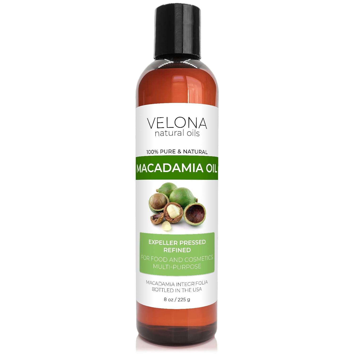 velona Macadamia Nut Oil 8 oz | 100% Pure and Natural Carrier Oil | Refined, Cold pressed | Cooking, Skin, Hair, Body & Face Moisturizing | Use Today - Enjoy Results