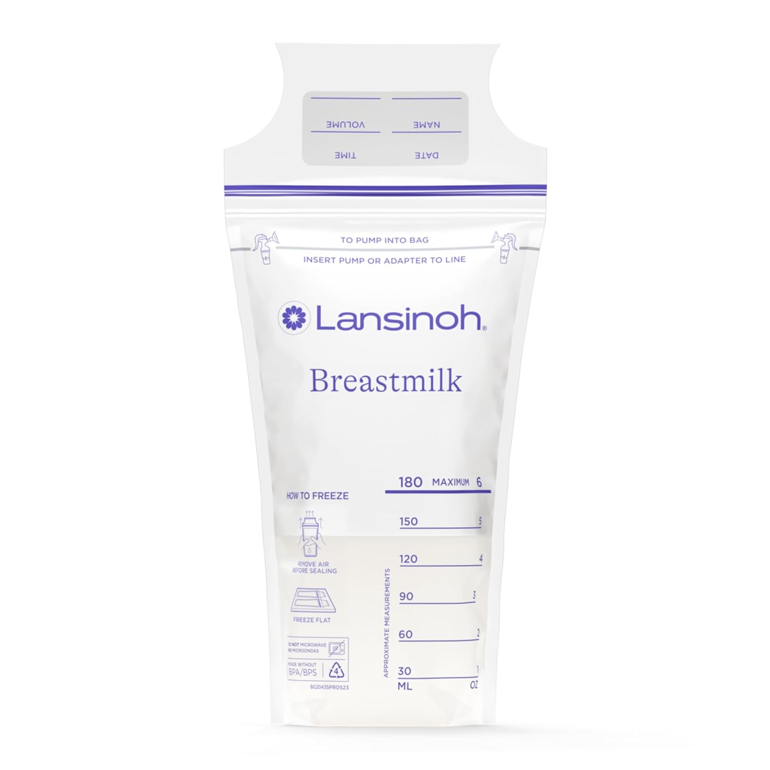 Lansinoh Breastmilk Storage Bags, 200 Count Value Pack, Easy To Use Breast Milk Storage Bags For Feeding, Baby Essentials, Presterilized, Hygienically Doubled-Sealed For Freezing & Refrigeration, 6 Oz