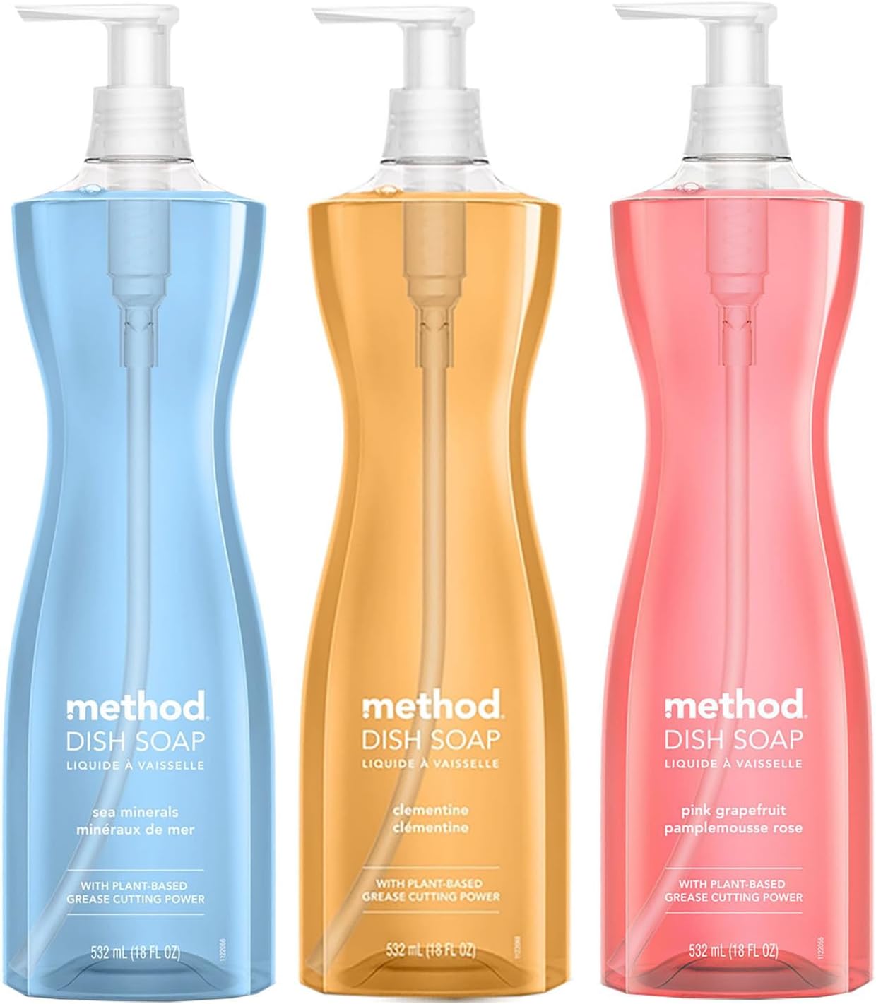 Method Dish Soap Variety Pack, Sea Minerals, Clementine, Pink Grapefruit, 18 oz each, 3 CT