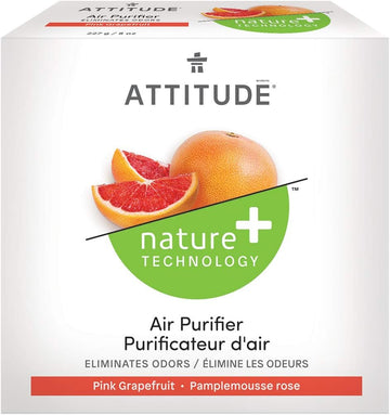 ATTITUDE Natural Air Purifier with Activated Carbon Filter, Hypoallergenic, Pink Grapefruit, 8 Oz, 15226