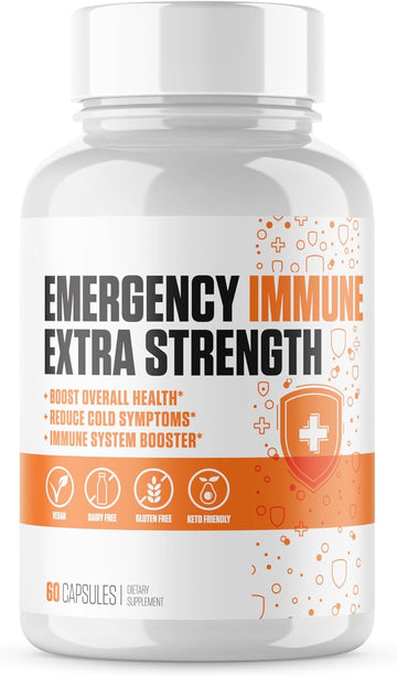 Emergency Immune Extra Strength 10-in-1 | #1 Rated Immune System Support Supplement | Boost Overall Health, Increase Energy w/Echinacea, Vitamin C, Elderberry + 7 More for Men & Women - 60 Pills