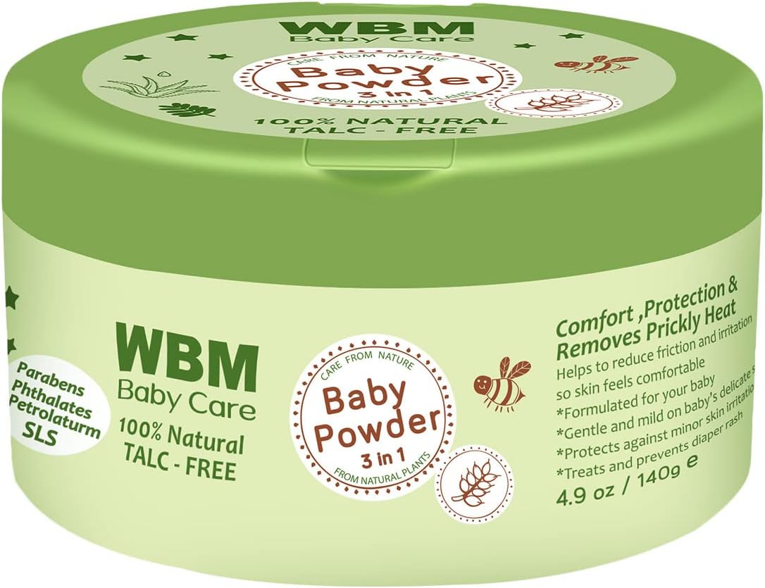Wbm Care Baby Powder Talc Free, Specifically Designed For Baby'S Delicate Skin, Unscented Baby Powder-140G