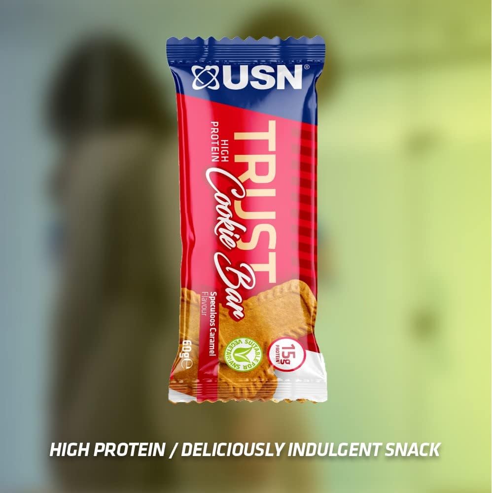 USN Trust Caramel Biscuit Cookie Bar: High Protein Bars, Perfect On-the-Go and Post-Workout Protein Snacks (12 x 60 g Bars per Pack), Red/Blue : Amazon.co.uk: Health & Personal Care