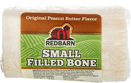 Redbarn Small Filled Dog Bones, Peanut Butter Flavor - Long Lasting Stuffed Femur Chew Treat Made In Usa For Aggressive Chewers - Case Of 20 Bones