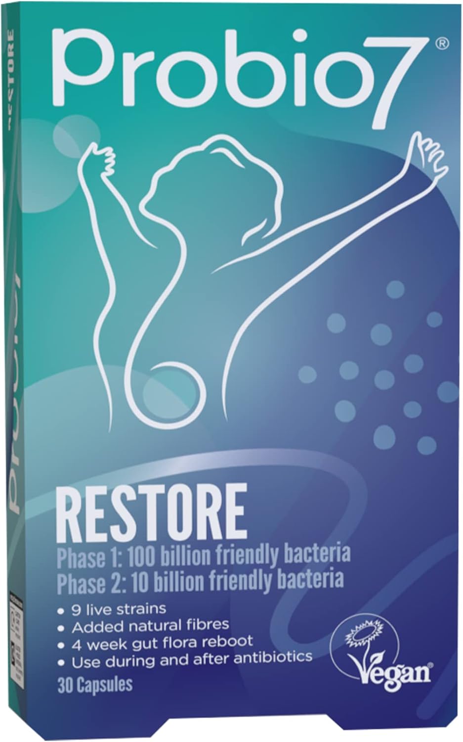 Probio7 Restore | 30 Day Gut Restore Programme for Antibiotic Recovery | 9 Live Strains | Gut Health Supplements, Probiotics for Gut Repair | 30 Vegan Capsules : Amazon.co.uk: Health & Personal Care