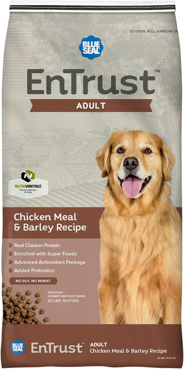 Entrust Adult Dog Food | Real Chicken & Barley | Enriched With Super Foods, Antioxidants And Probiotics | No Wheat Or Soy | 20 Pound Bag