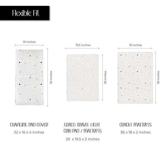 Ely’S & Co. Changing Pad Cover, Diaper Changing Table Sheets, 2 Pack, Cradle Sheet Set For Baby Boys/Girls, 100% Jersey Knit Cotton, Black And White Celestial Print, 32”X16”X5”