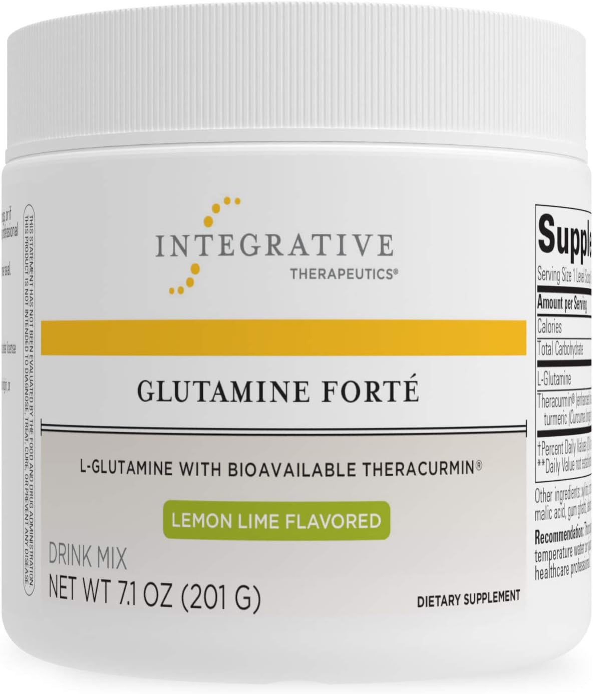 Integrative Therapeutics Glutamine Forté - L-Glutamine Powder For Gut Health Support* - Healthy Gut Support Supplement For Men & Women* - Water-Dispersible Form Of Turmeric - 7.09 Oz