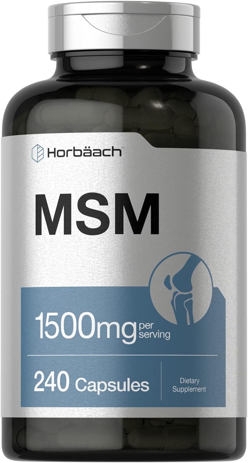 Horbäach MSM Supplement Capsules | 1500mg | 240 Count | Methylsulfonylmethane Formula | Non-GMO, Gluten Free