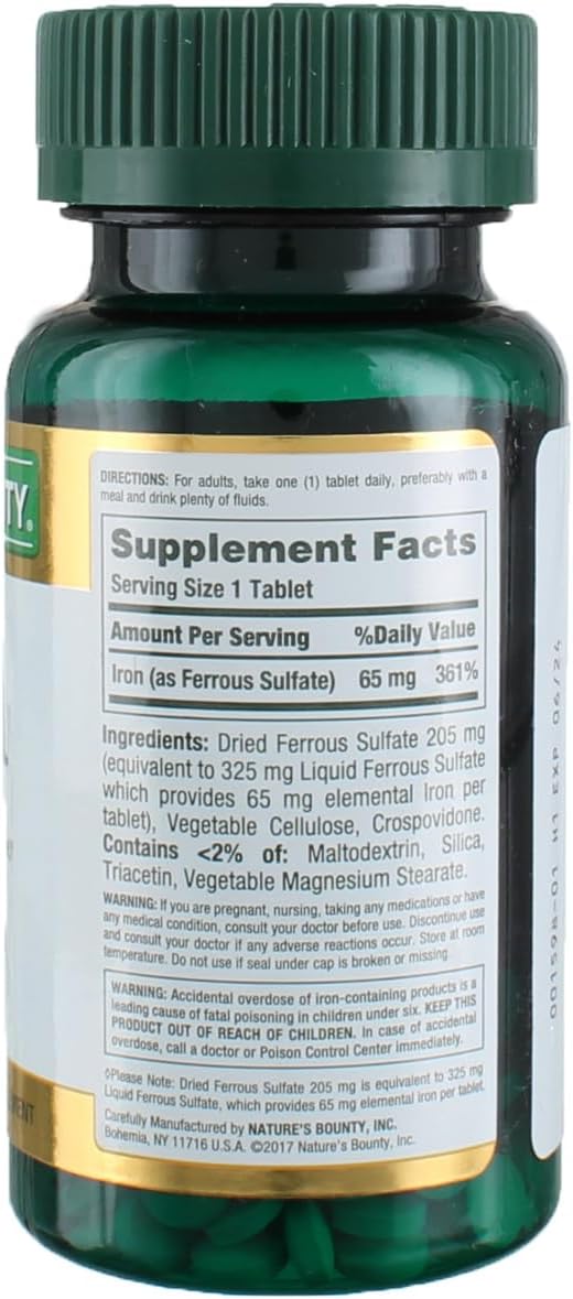 Nature'S Bounty Iron 65 Mg.(325 Mg Ferrous Sulfate), 100 Count (Pack Of 2)