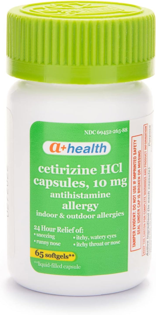 Cetirizine Hcl 10 Mg Liquid Gels, Antihistamine for 24 Hour Allergy Relief, 65 Count