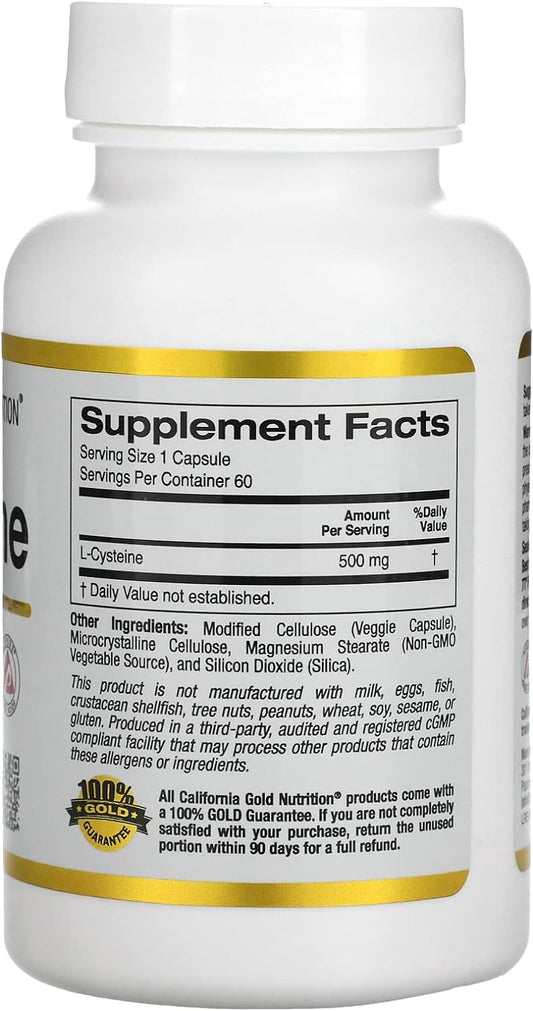 L-Cysteine, Ajipure, 500 Mg, 60 Veggie Capsules, California Gold Nutri