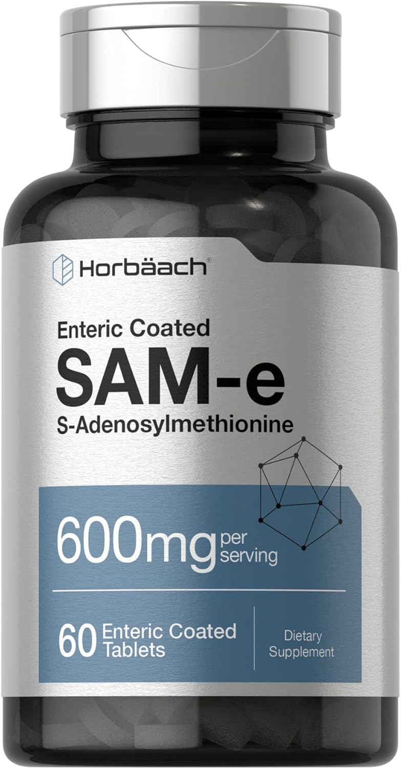 Horbäach SAM-e Supplement | 600mg | 60 Tablets | S-Adenosyl Methionine | Vegetarian, Non-GMO, Gluten Free