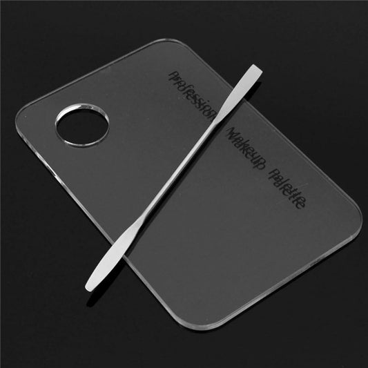 Ochine Professional Makeup Palette, Cosmetic Palette With Spatula Tool Makeup Art Tool, Acrylic Palette & Stainless Steel Spatula, Silver