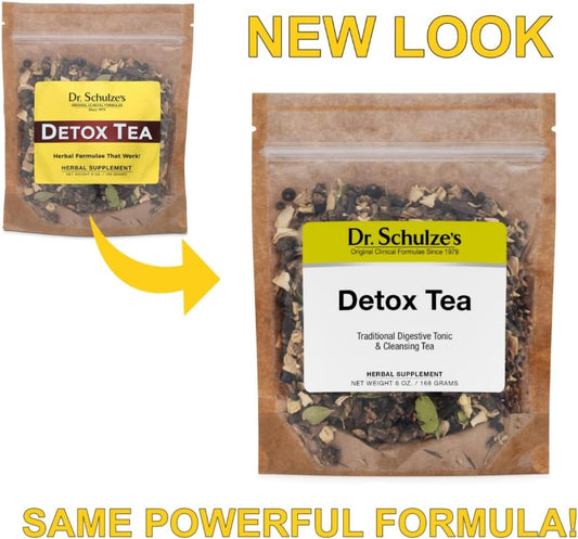 Dr. Schulze's | Detox Tea | All Purpose Herbal Tonic | Powerful Digestive Stimulant | Dietary Supplement | Ultimate Liver Cleanse | Helps Eliminate Gas & Indigestion | Release Toxins | 6 Oz. Pack