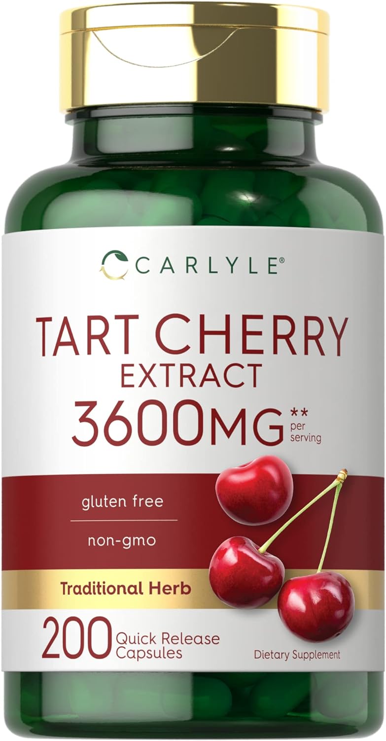 Carlyle Tart Cherry Extract Capsules | 200 Count | Non-GMO and Gluten Free Formula | Traditional Herb Supplement