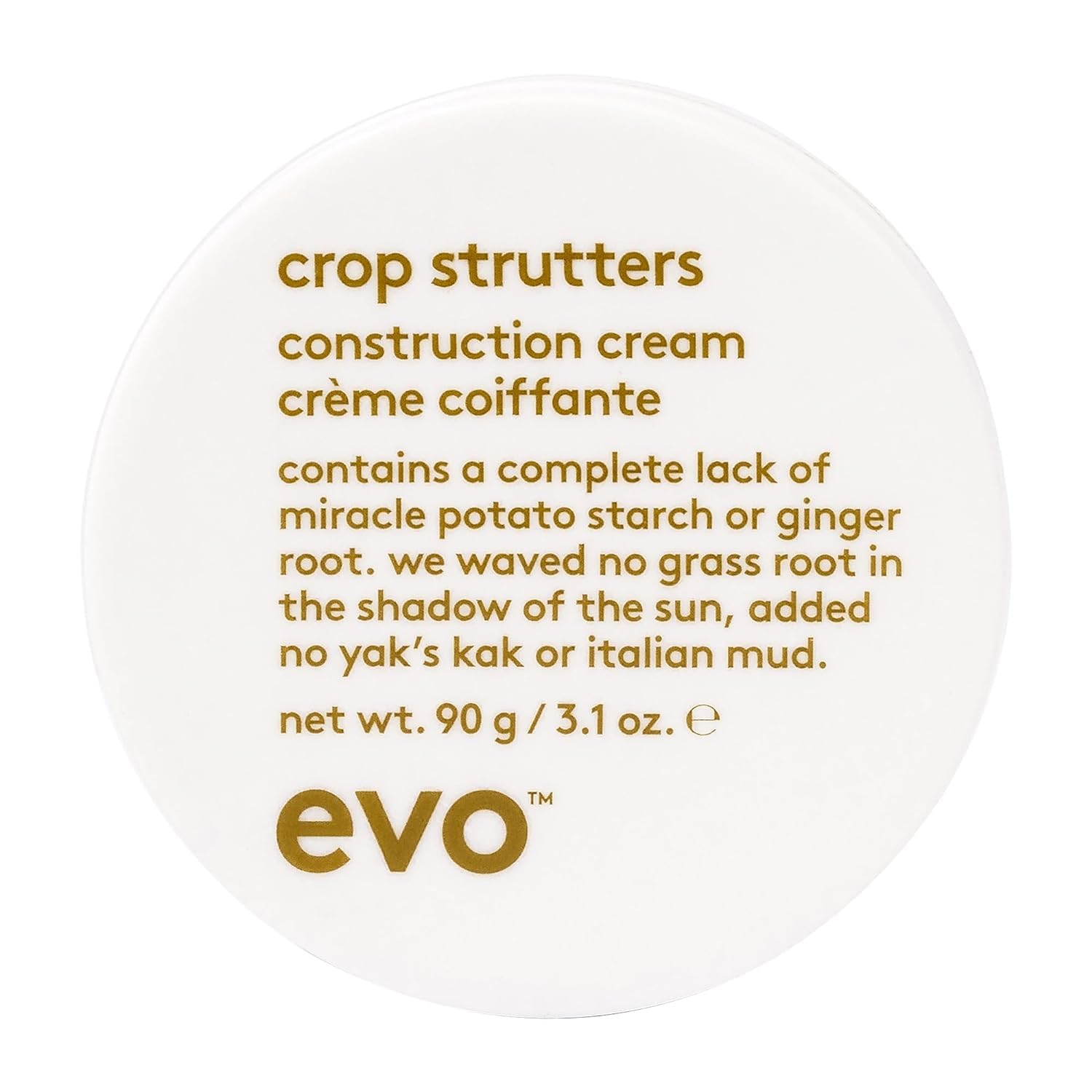 Evo Crop Strutters Construction Cream - Medium Hold Smoothing Hair Cream - Supports And Provides Definition With Medium Shine - 90G / 3.1Oz