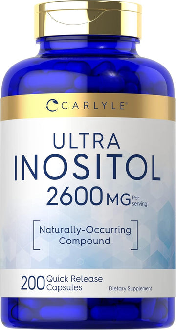 Carlyle Inositol Supplement | 2600Mg Capsules | 200 Count | Non-Gmo, Gluten Free Myo-Inositol Supplement