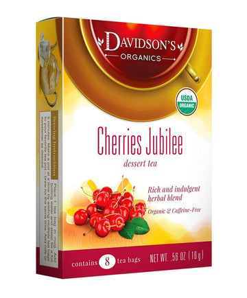 Davidson'S Organics, Cherries Jubilee, 8-Count Tea Bags, Pack Of 12