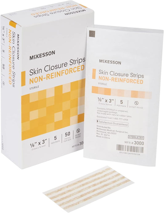 Mckesson Skin Closure Adhesive Strips, Flexible Steri Strip For Wound Care, 1/8 In X 3 In, 250 Count