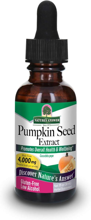 Nature'S Answer Pumpkin Seed With Organic Alcohol 4000Mg 1 Extract | Packed With Omega 3 | Promotes Hair Growth | Urinary Tract Support | Prostate & Bladder Function | Single Count
