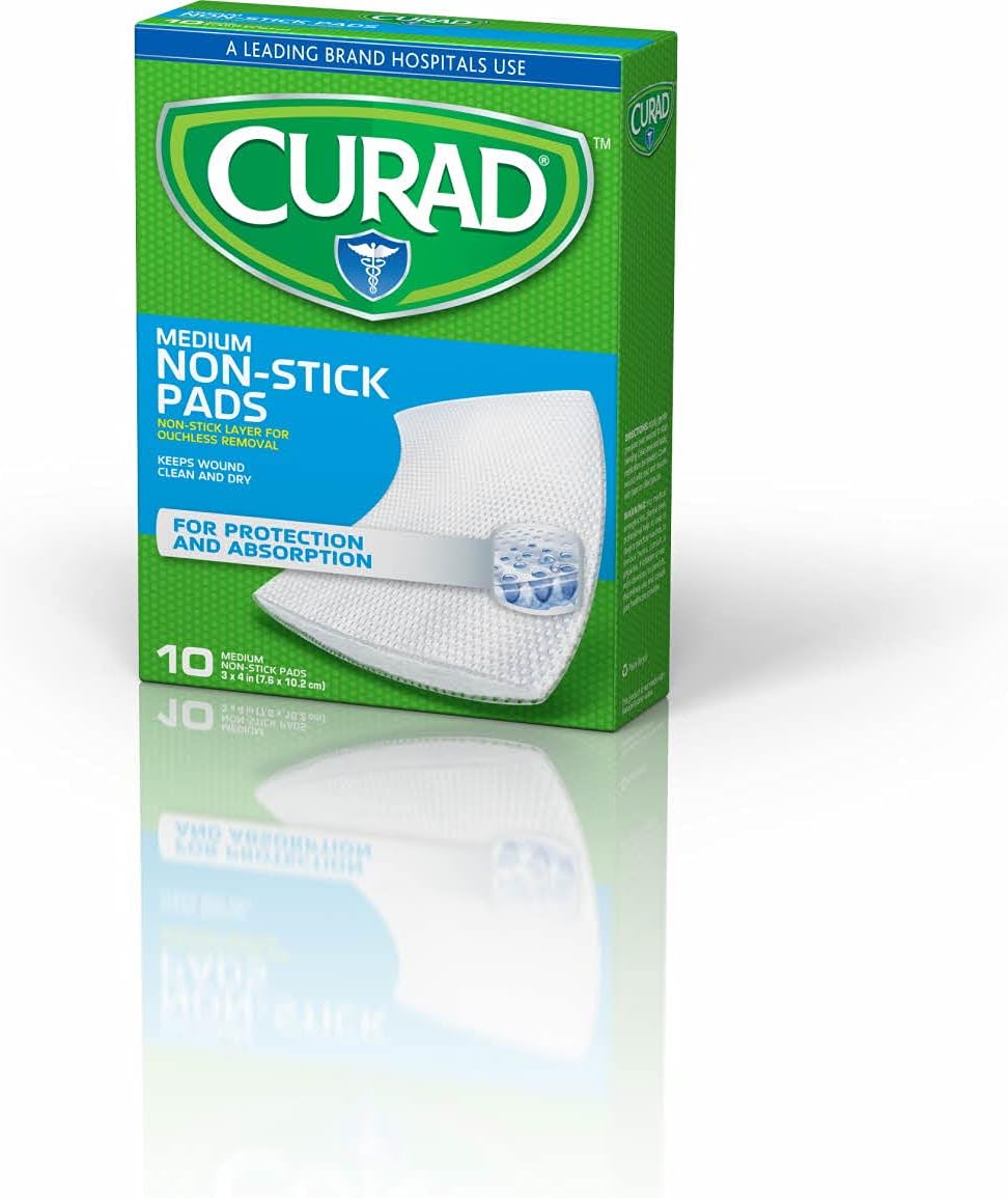 Curad Non-Stick Pads, 3 Inches X 4 Inches 10 Count : Health & Household