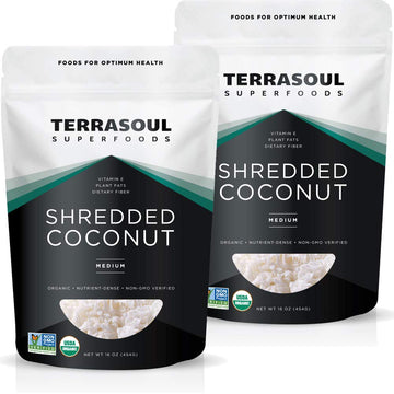 Terrasoul Superfoods Organic Coconut Flakes, 2 Lbs (2 Pack) - Medium Flakes | Unsweetened | Perfect For Baking