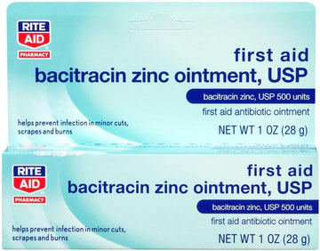 Rite Aid Bacitracin Zinc Ointment, 1 oz - First Aid Ointment to Prevent Infection in Minor Cuts, Scarapes, and Burns