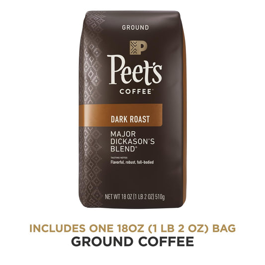 Peet's Coffee, Dark Roast Ground Coffee - Major Dickason's Blend 18 Ounce Bag