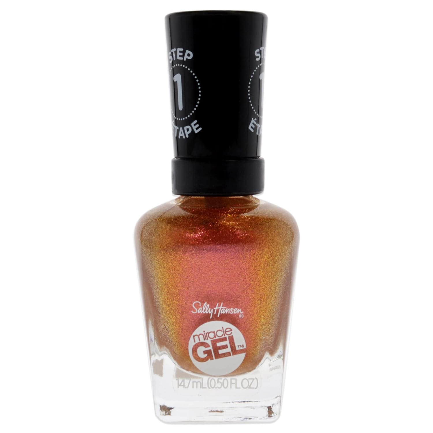 Sally Hansen Miracle Gel™, Sundown Socialite, Long Lasting, Gel-Like Formula, No Uv Lamp Needed, Orange Glitter Nail Polish