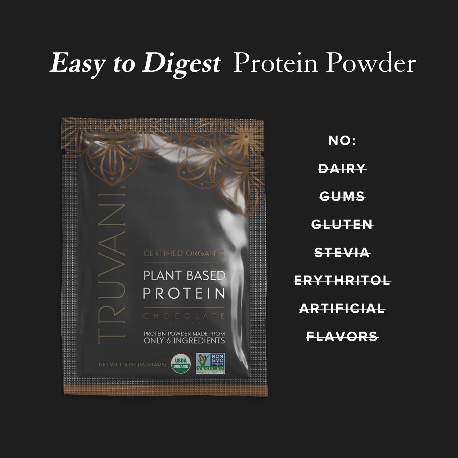 Truvani Vegan Pea Protein Powder | Chocolate | 20g Organic Plant Based Protein | 1 Serving | Keto | Gluten & Dairy Free | Low Carb | No Added Sugar : Health & Household