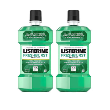 Listerine Freshburst Antiseptic Mouthwash With Germ-Killing Oral Care Formula To Fight Bad Breath, Plaque And Gingivitis, 500 Ml (Pack Of 2)