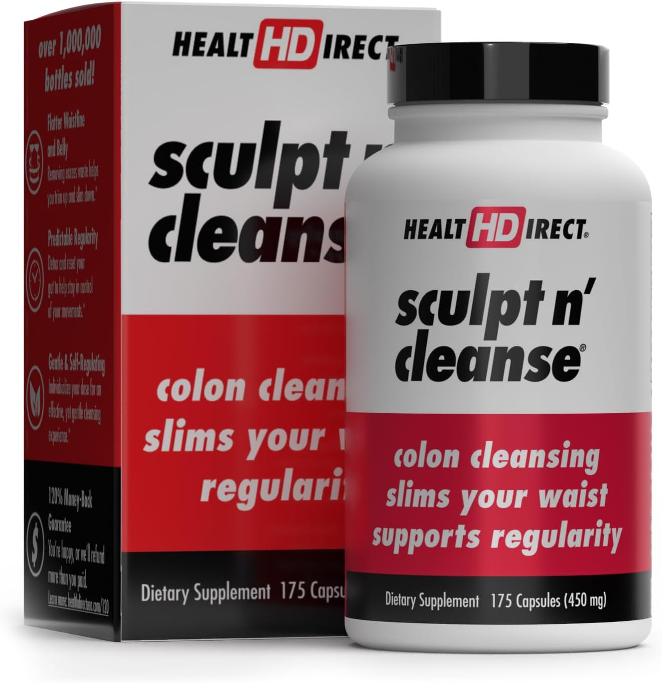 HEALTH DIRECT Sculpt n' Cleanse - Herbal Colon Cleanse for Digestive Health & Regularity - Natural Detox & Gut Flush Supplement - Weight Management Support - 175 Veggie Capsules