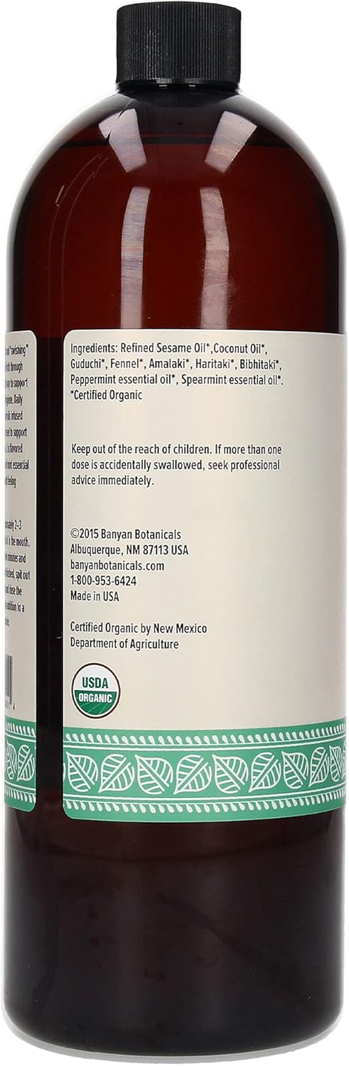 Banyan Botanicals Daily Swish Mint – Organic Ayurvedic Oil Pulling Mouthwash with Coconut Oil – for Oral Health, Teeth, & Gums* – 34 – Non GMO Sustainably Sourced Vegan